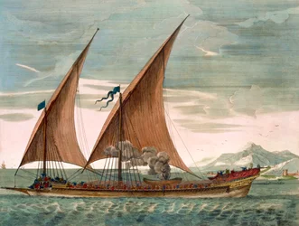 Galère sous voiles, arborant l